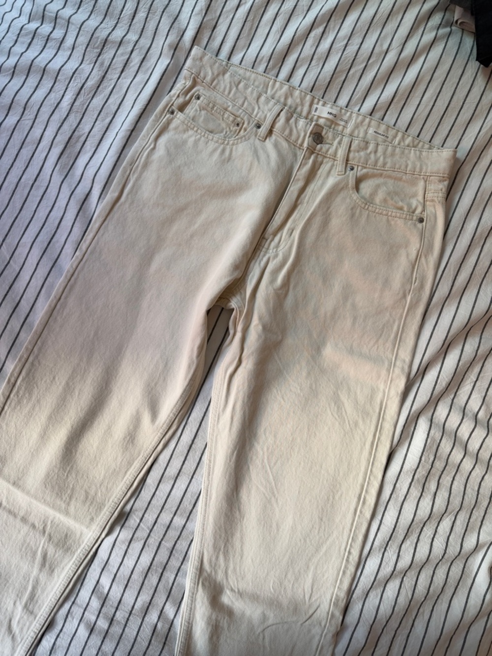 Mango Men’s Cream Straight Leg Jeans